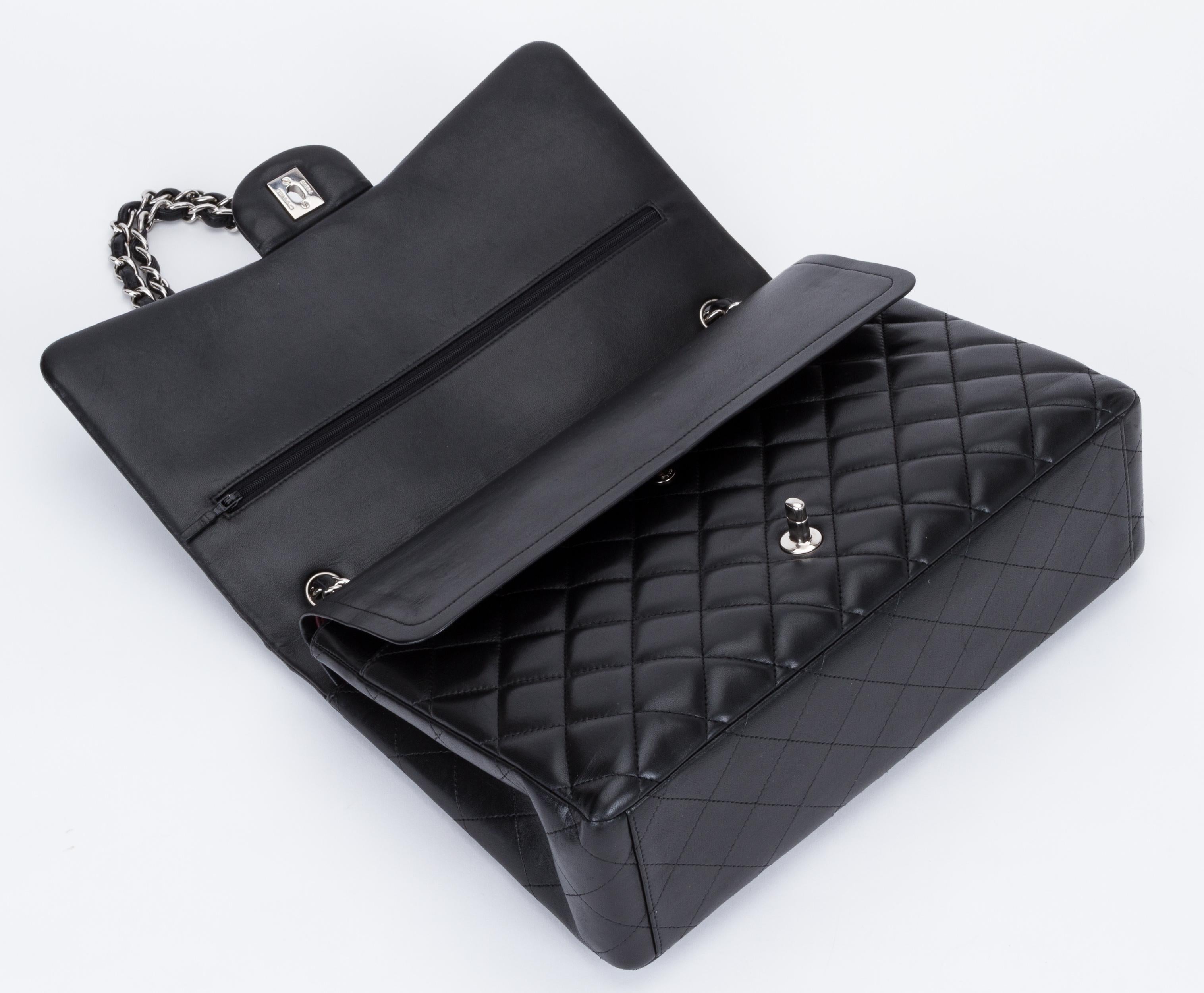 Chanel Black Lambskin Maxi Double Flap Bag 1