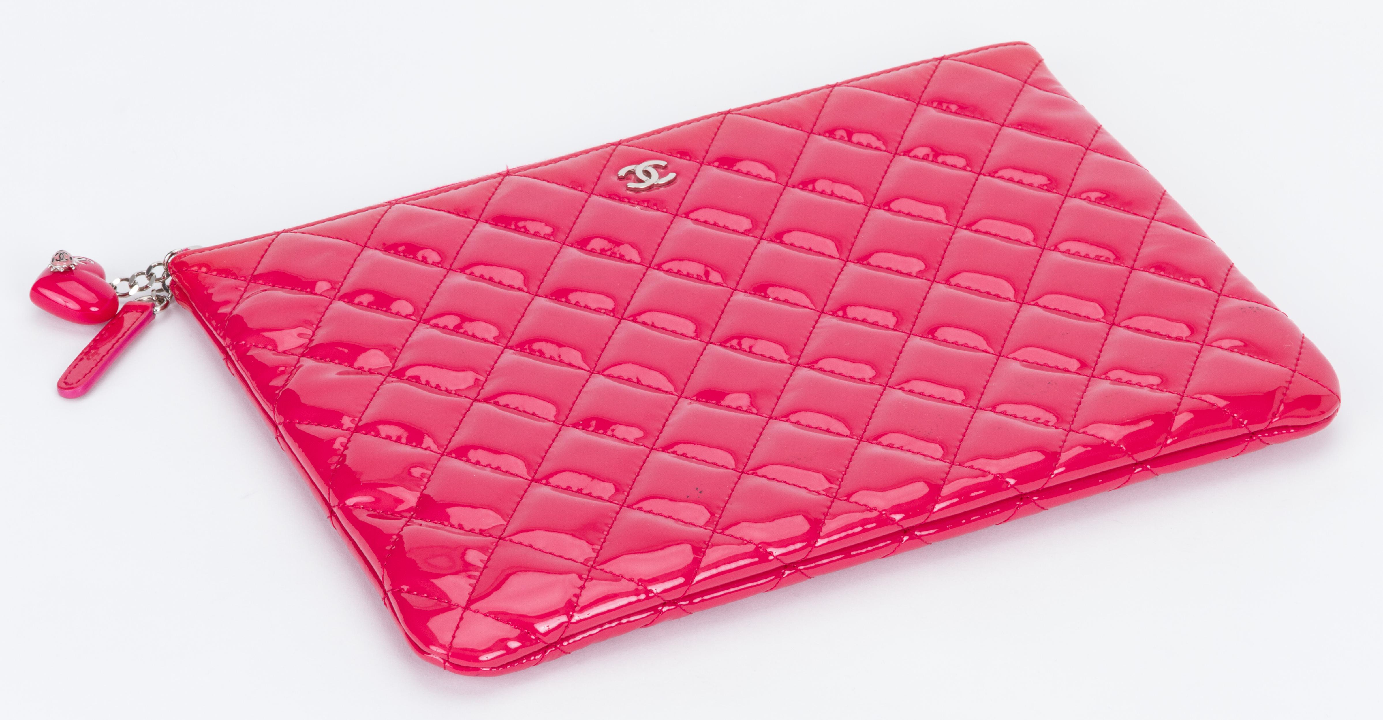 hot pink leather clutch