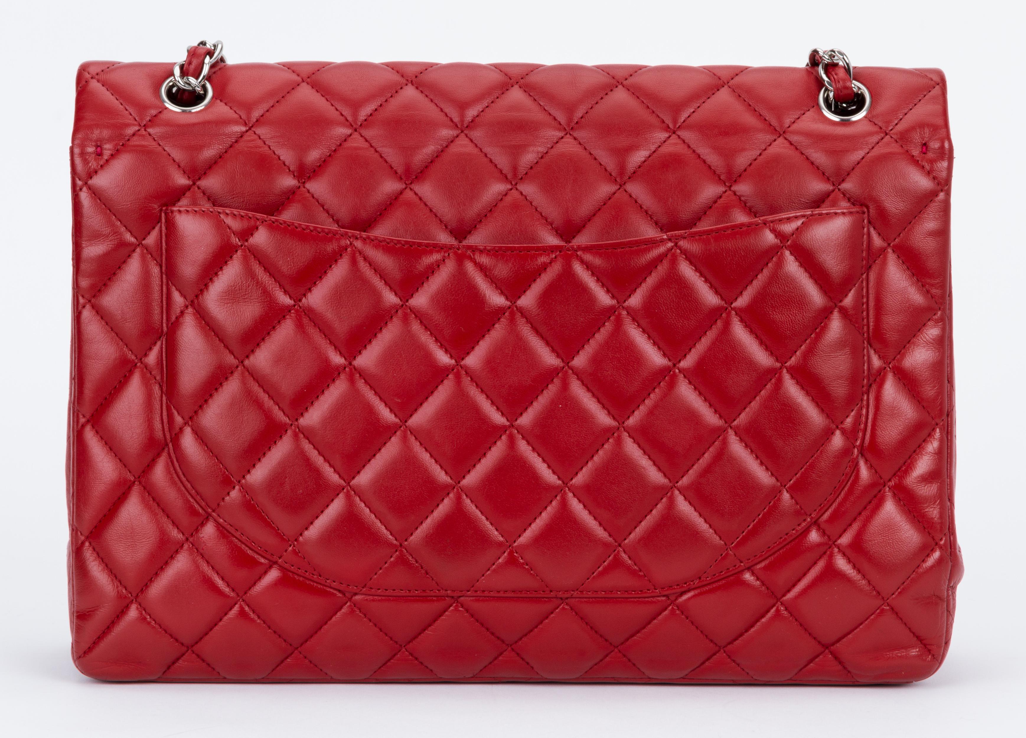 chanel red maxi flap bag