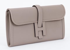 Hermes Gris Asphalt Swift Jige Elan Clutch Tasche