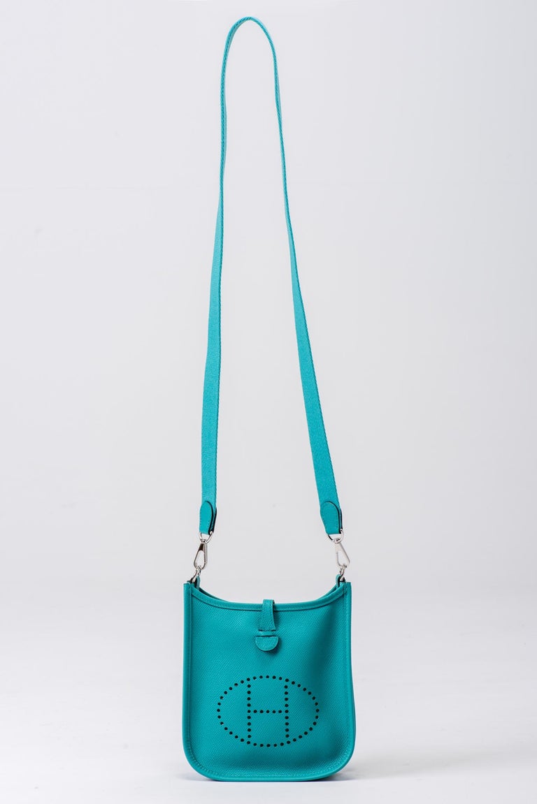 Hermes Mini Evelyne Blue Paon Epsom bag at 1stDibs | mini evelyne ...