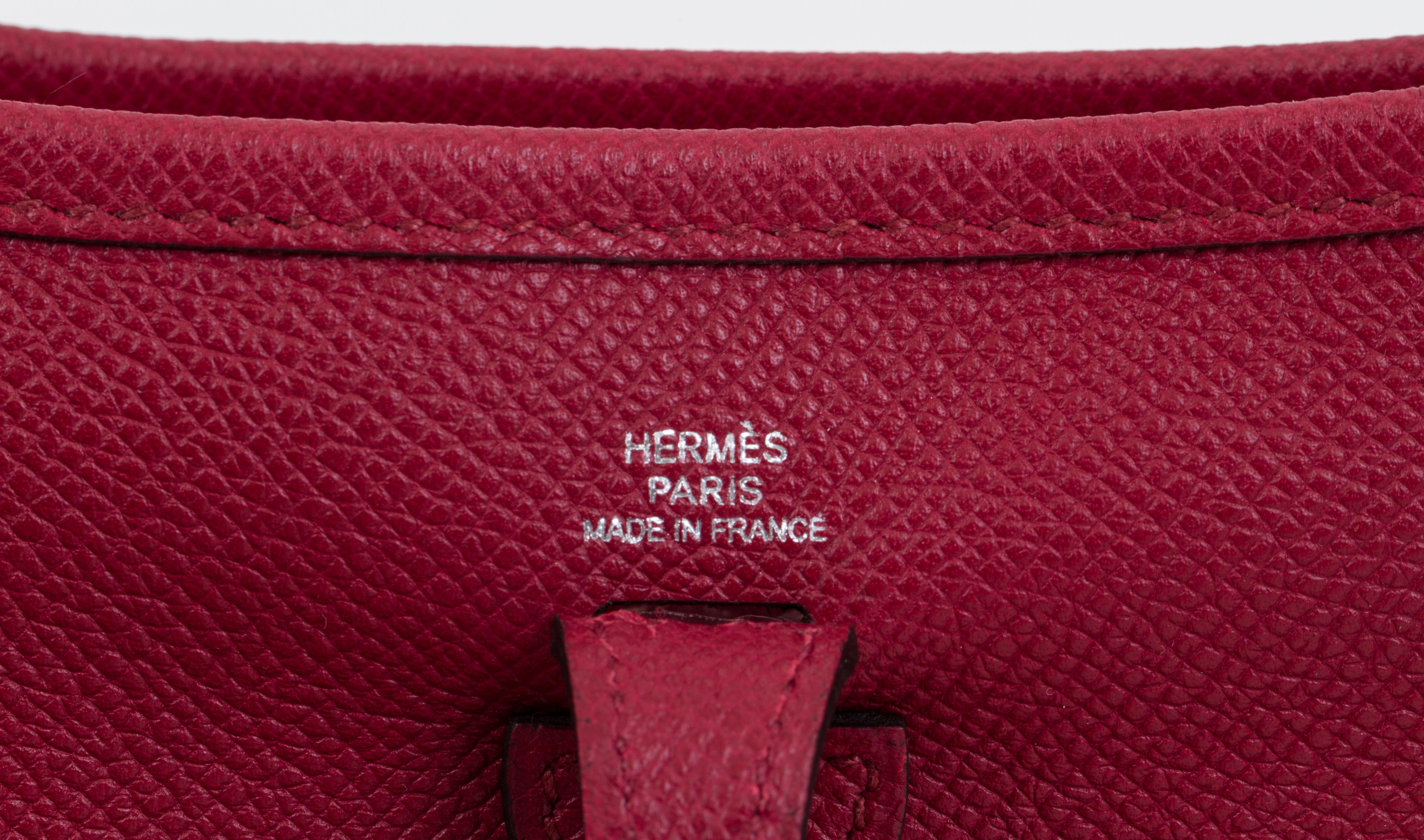 Women's New Hermes Mini Evelyne Rouge Grenat