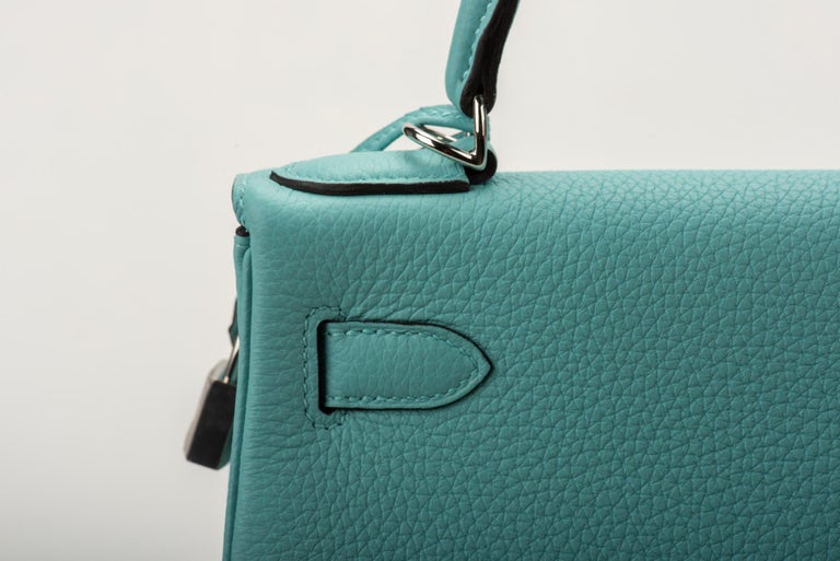 New Hermes Kelly 28 Blue Atolle Togo Bag For Sale at 1stdibs