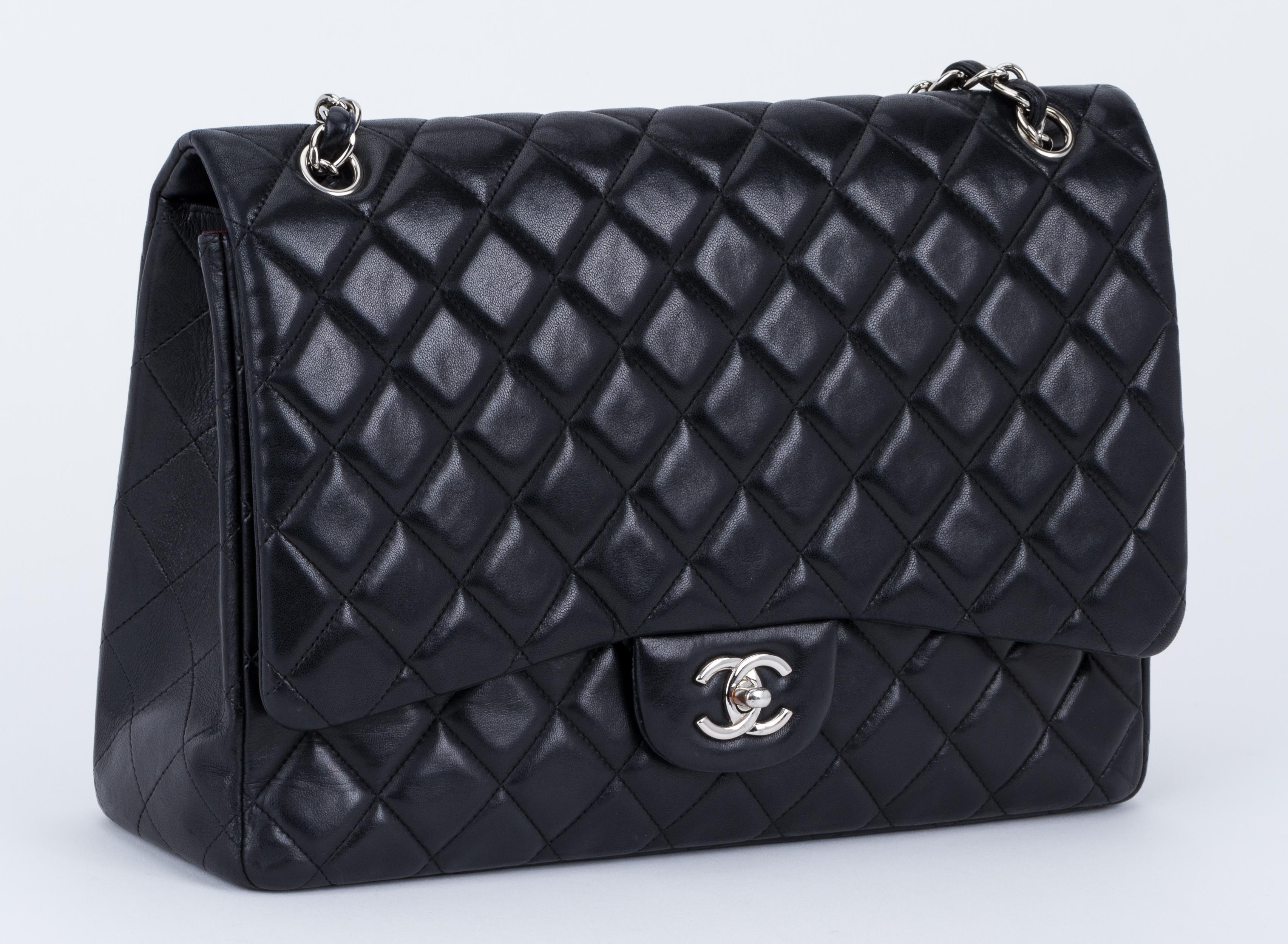 Chanel Black Maxi Single Classic Flap 9