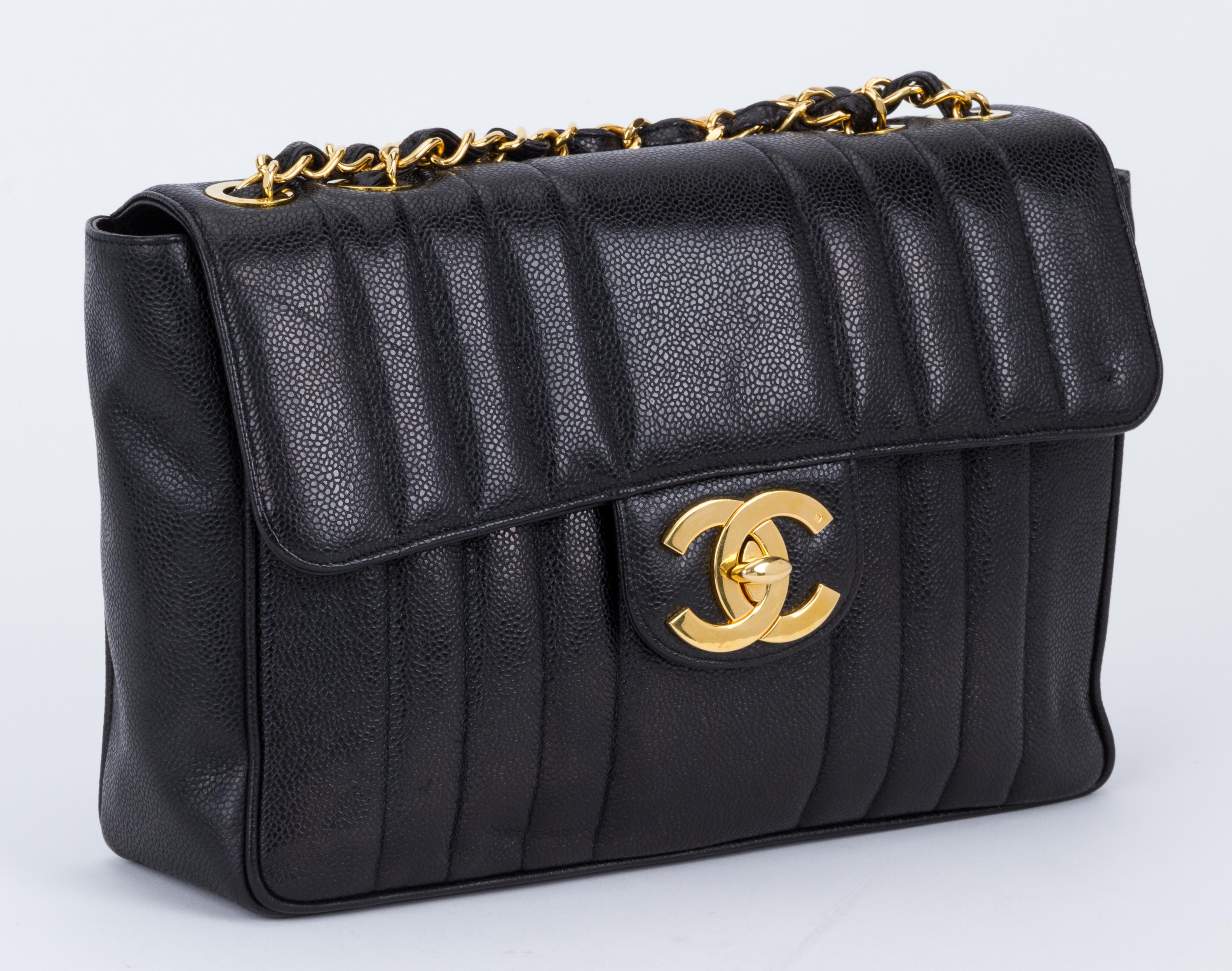 Chanel Black Caviar Vertical Jumbo Flap 5