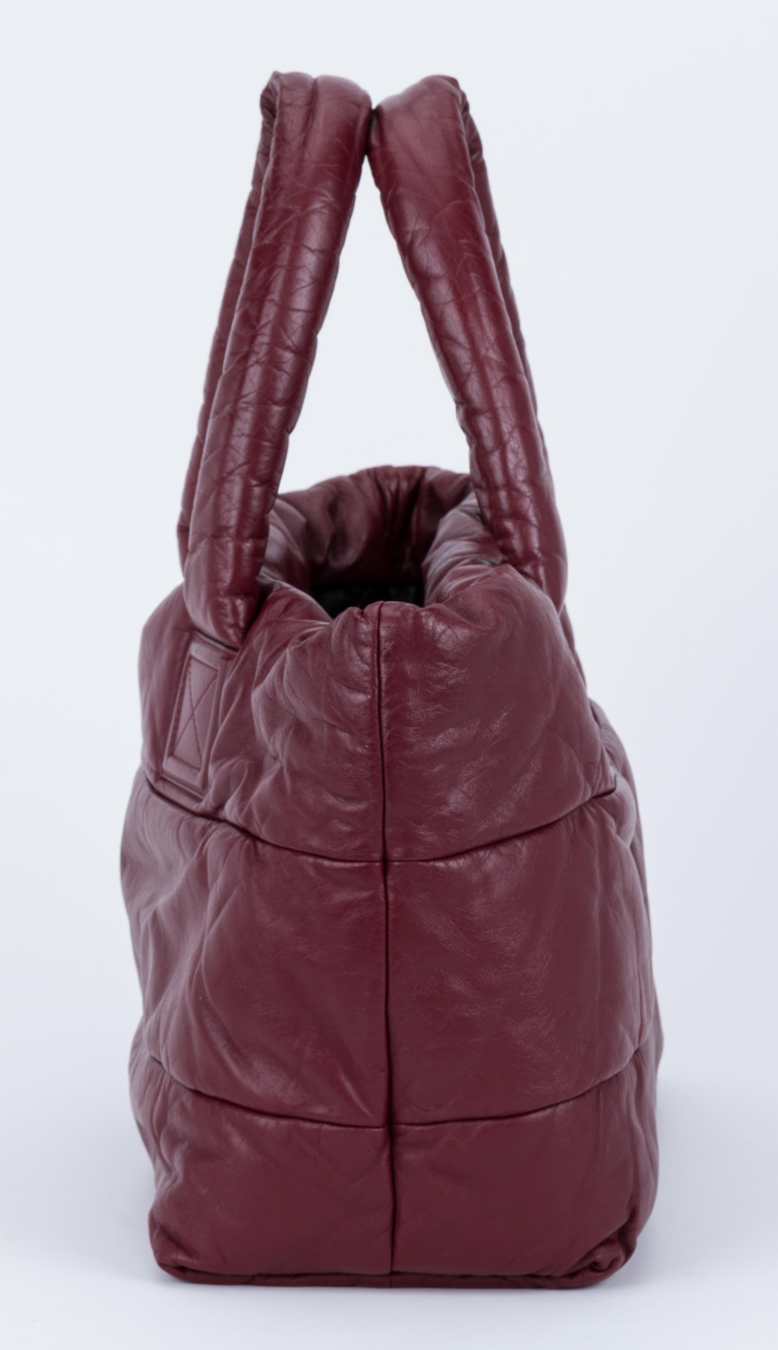 Black Chanel Burgundy Leather Coco Cocoon Bag