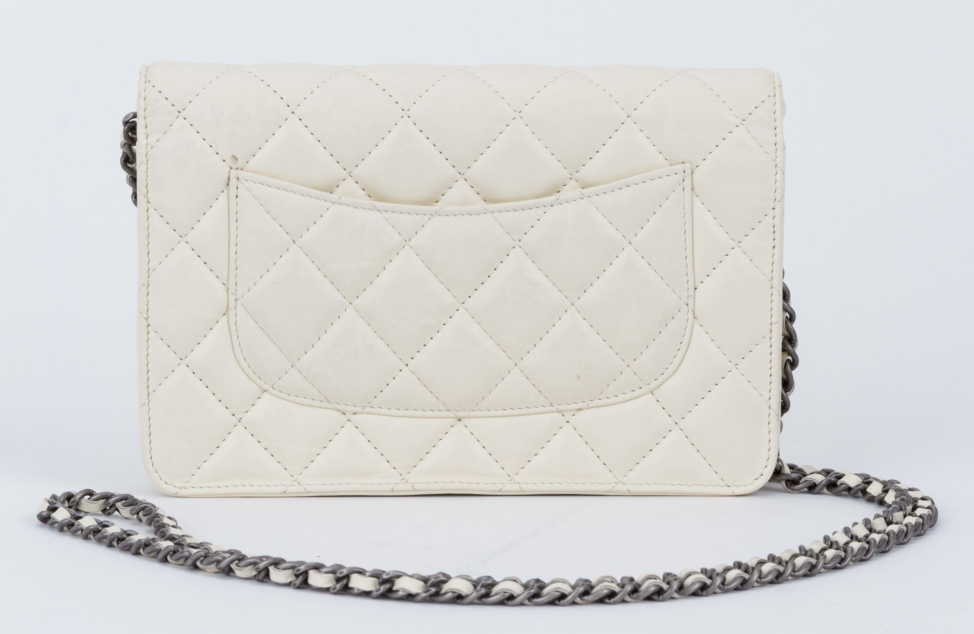 Gray Chanel Reissue White Wallet On A Chain Bag