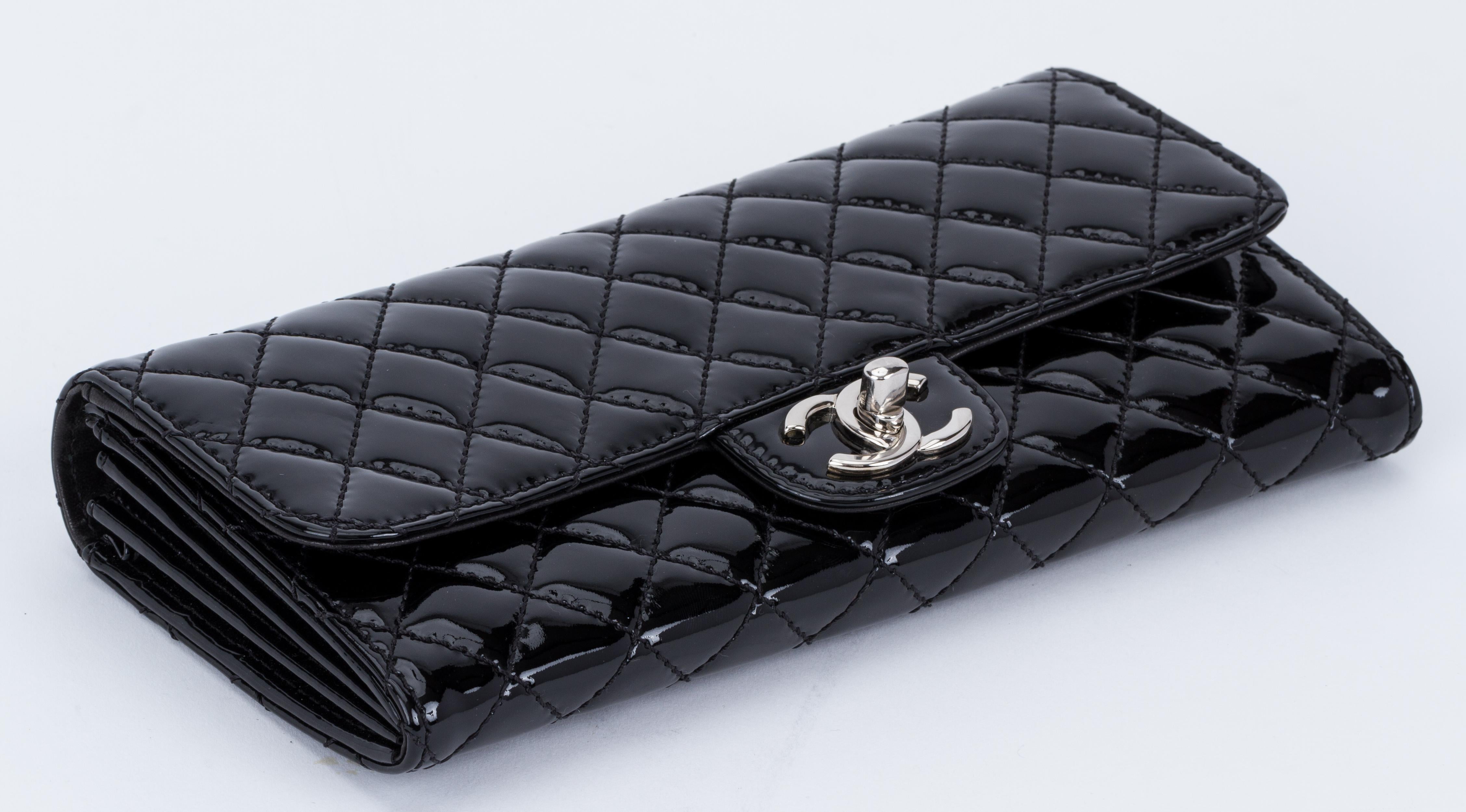 Chanel Black Patent 2 Way Pouchette Bag 1