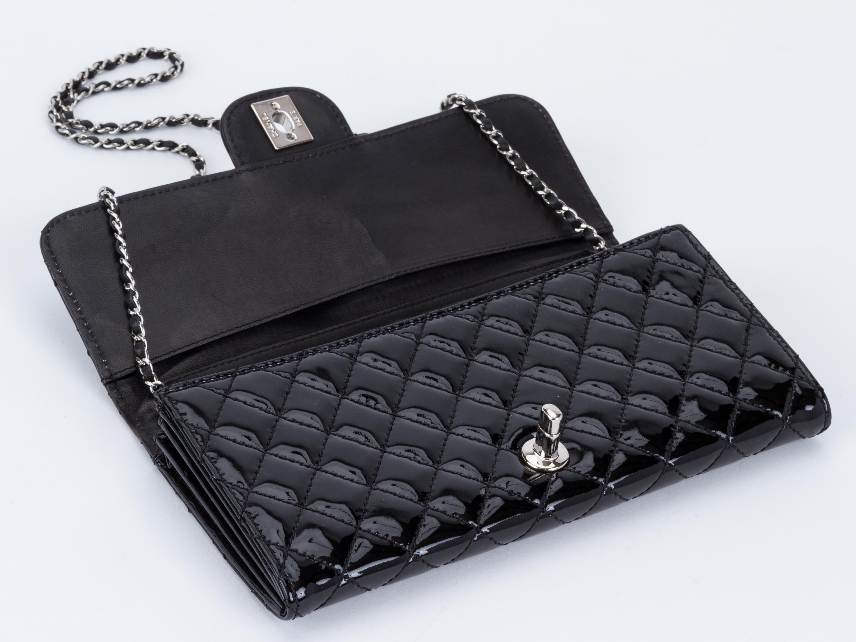Chanel Black Patent 2 Way Pouchette Bag 6