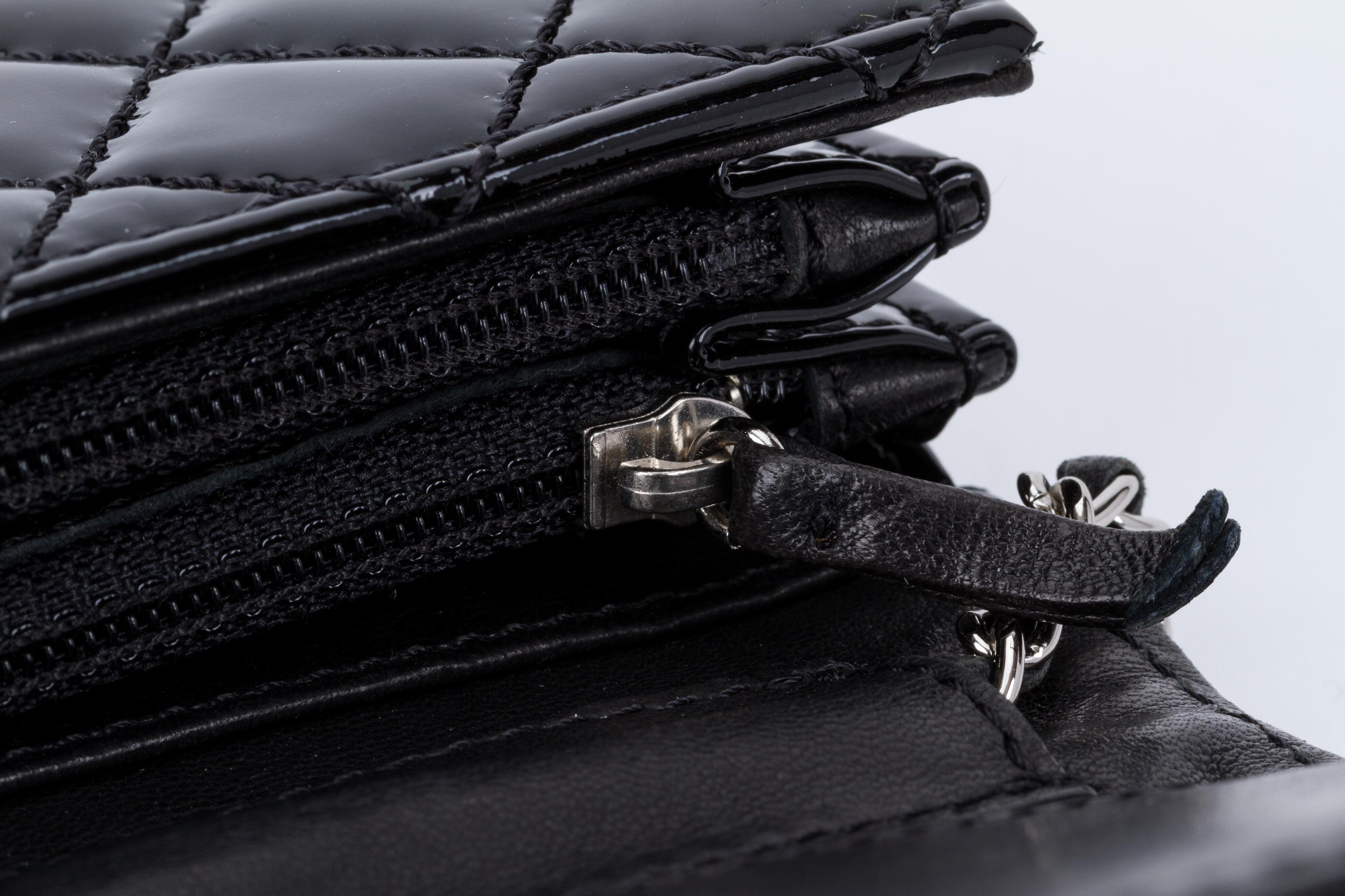 Chanel Black Patent 2 Way Pouchette Bag 8