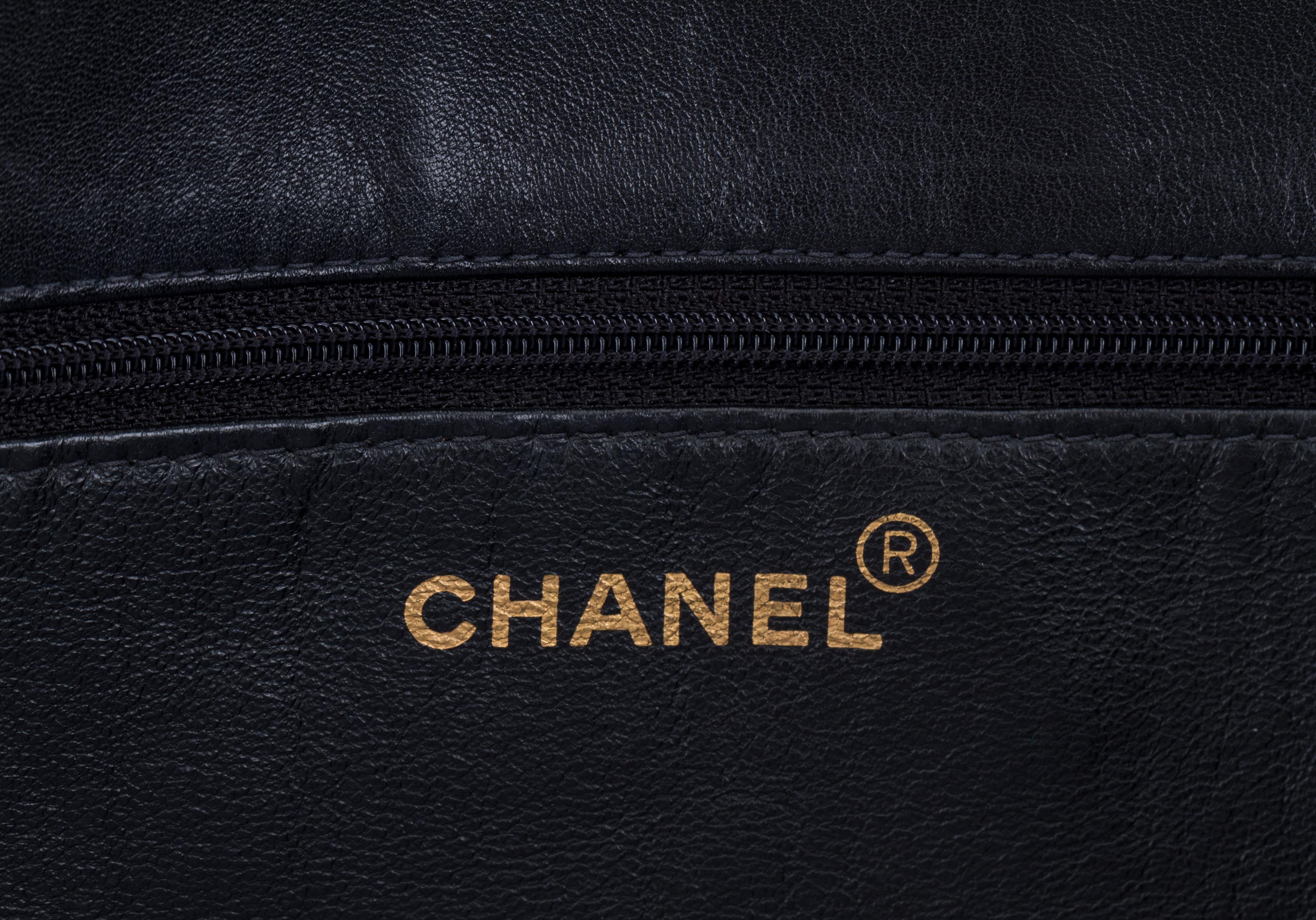 1990's Vintage Chanel Black Shopper Bag With Chains 2