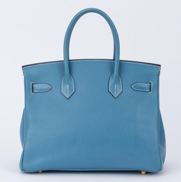 Hermes Blue Jean Birkin 30 Courchevel Bag at 1stDibs | blue jean birkin ...