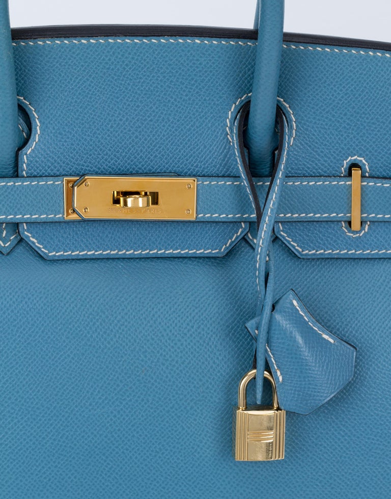 Hermes Blue Jean Birkin 30 Courchevel Bag at 1stDibs | blue jean birkin ...