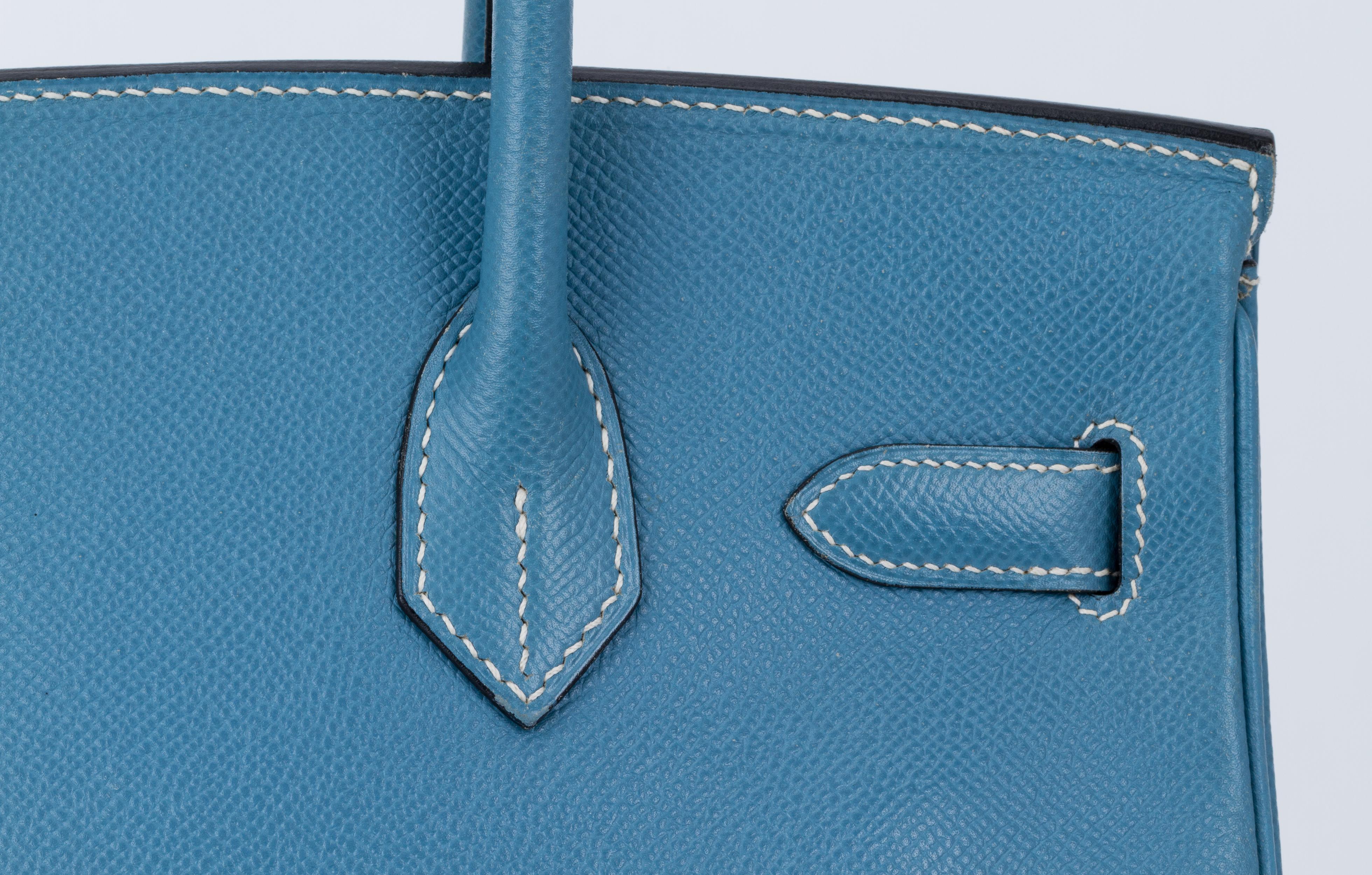 Hermes Blue Jean Birkin 30 Courchevel Bag 1