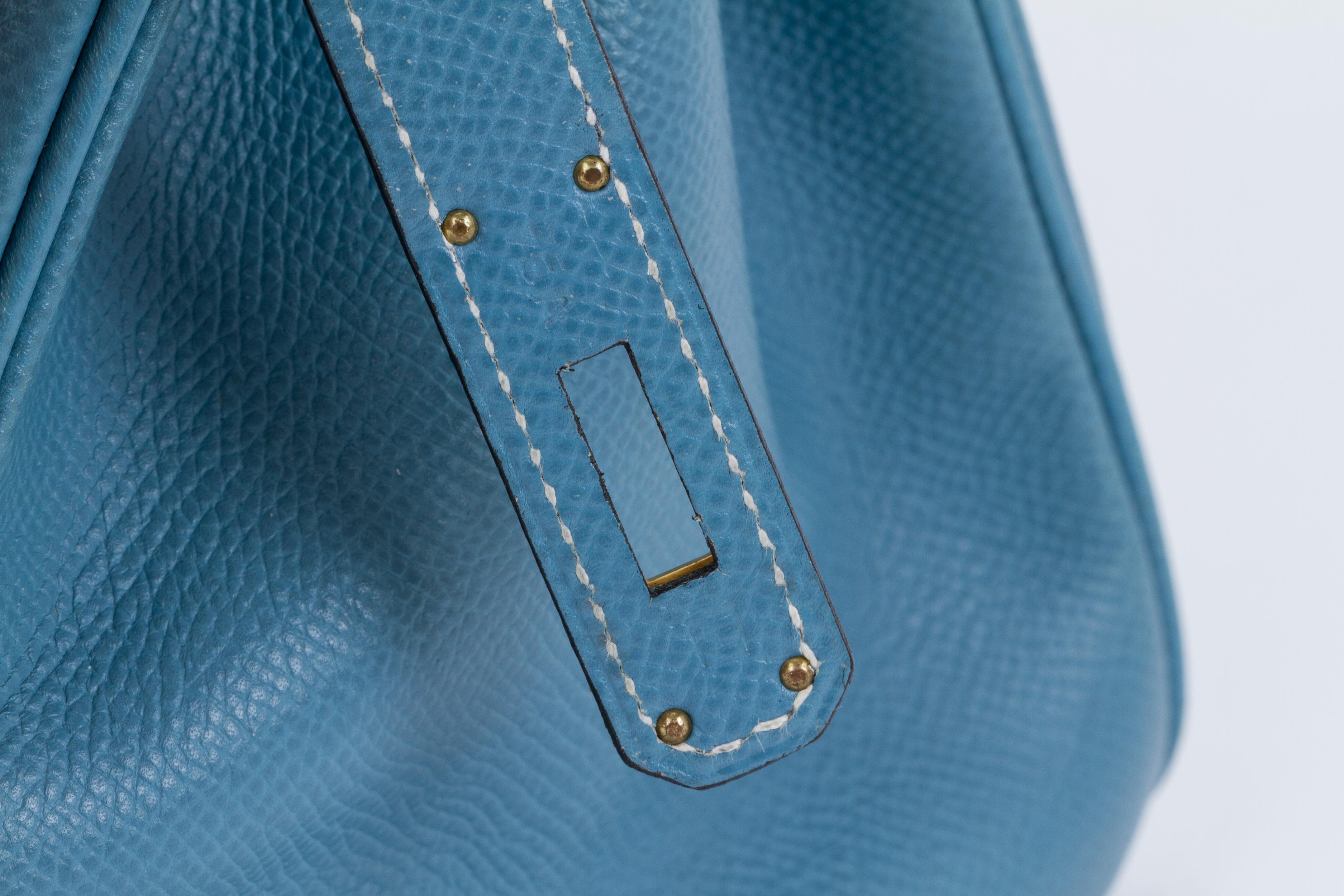 Hermes Blue Jean Birkin 30 Courchevel Bag 2