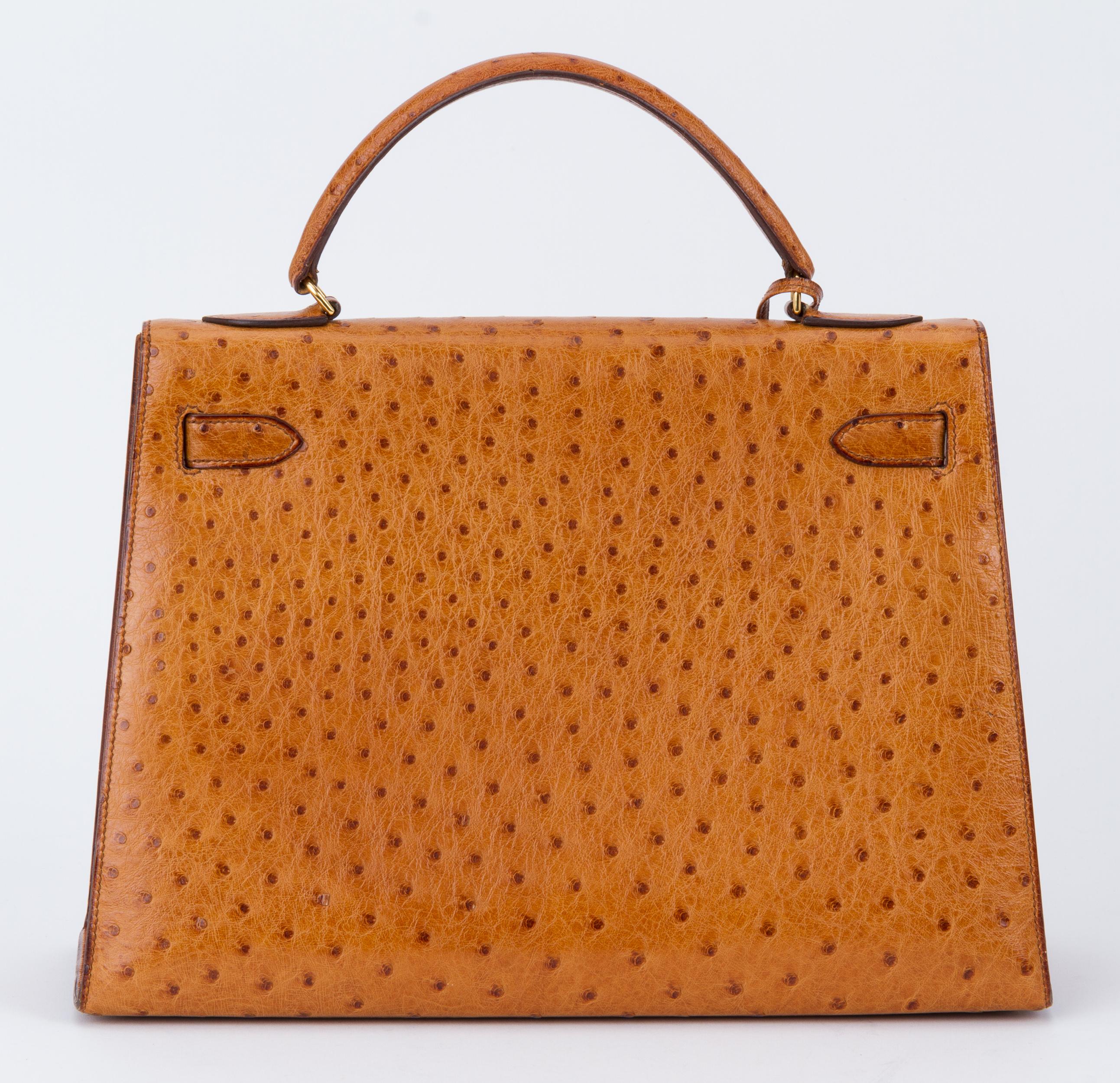 1980's Vintage Hermes Birkin 32 cm Sellier Gold Ostrich Bag Pour femmes 