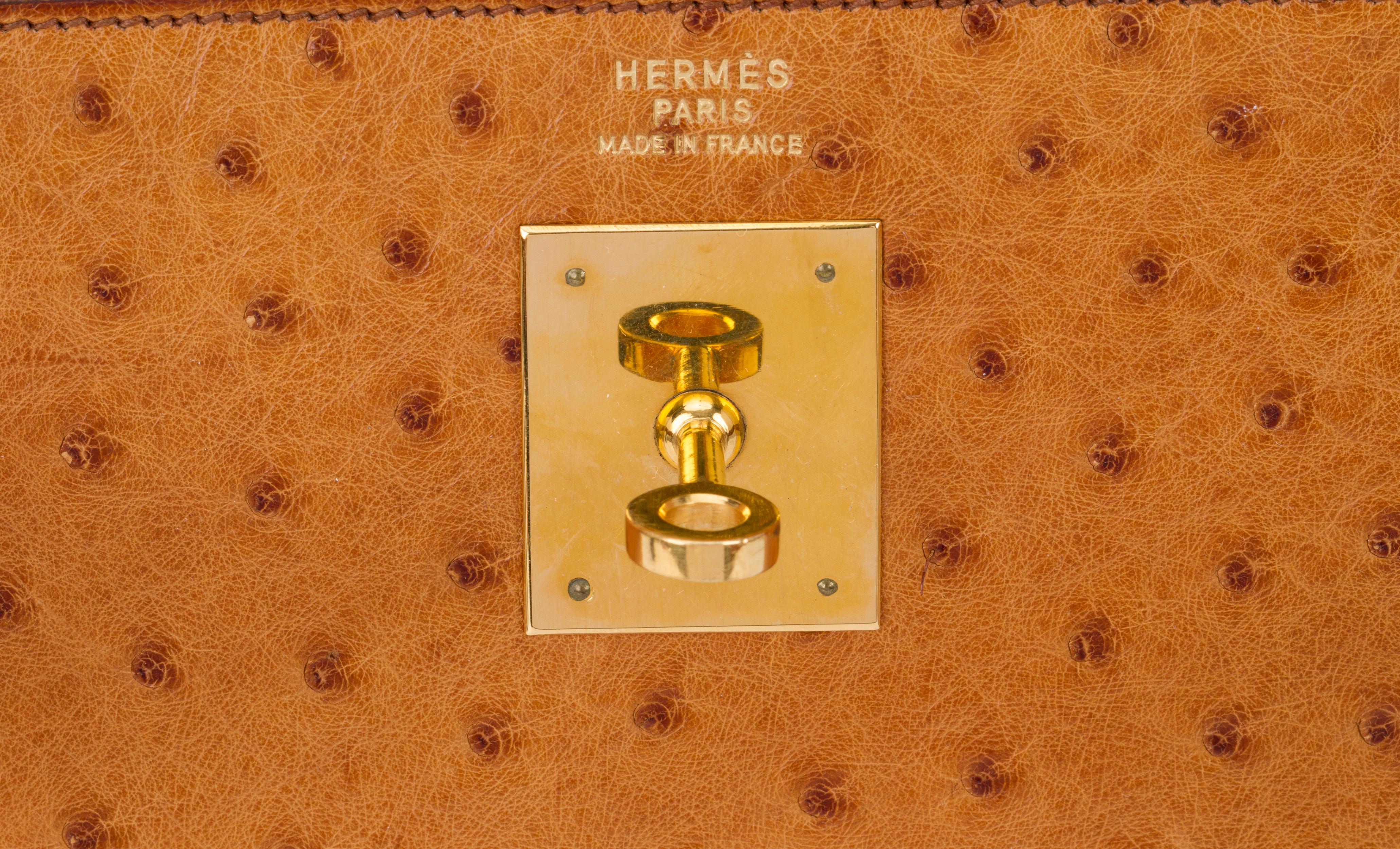1980's Vintage Hermes Birkin 32 cm Sellier Gold Ostrich Bag 5
