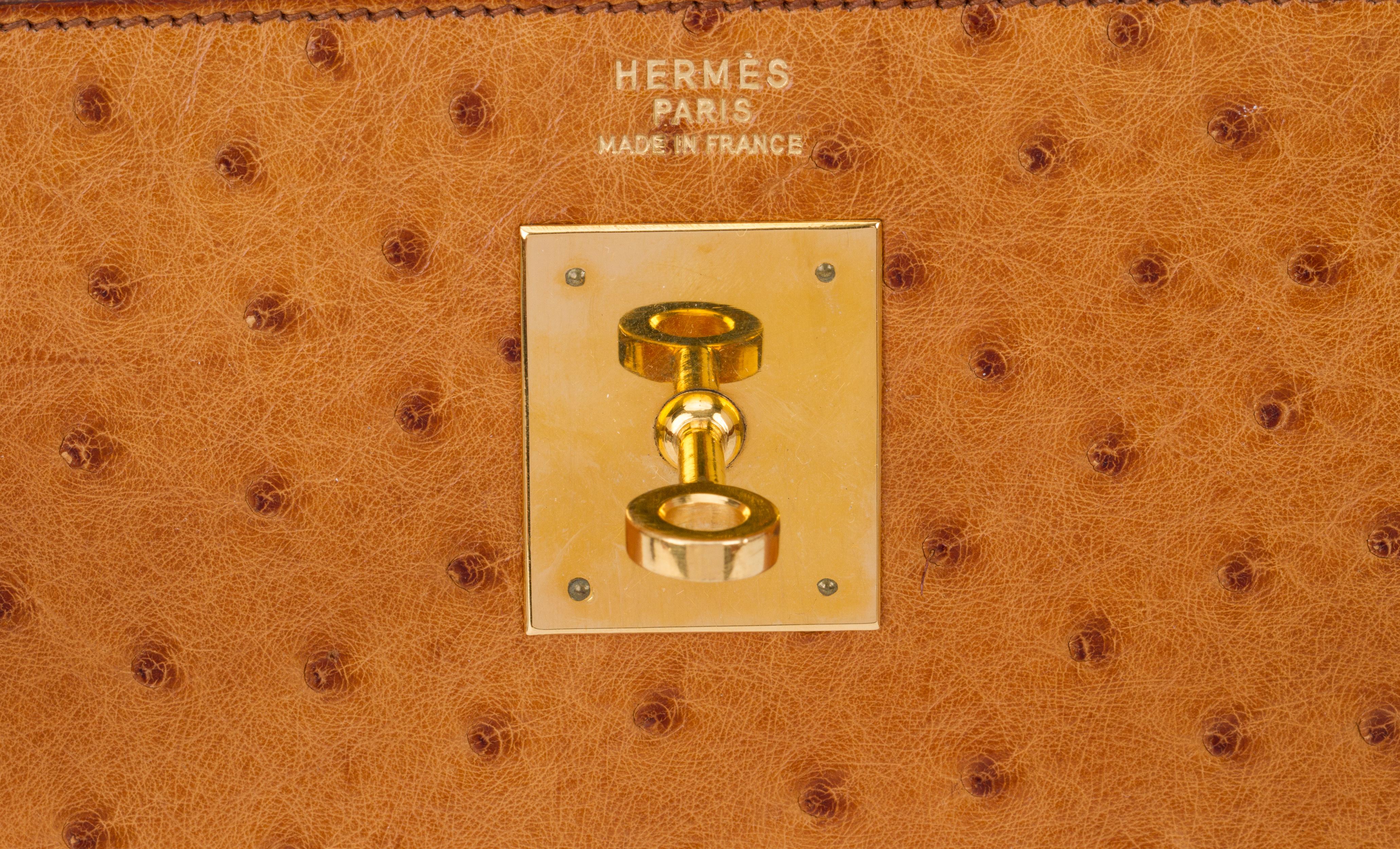 1980's Vintage Hermes Birkin 32 cm Sellier Gold Ostrich Bag 8
