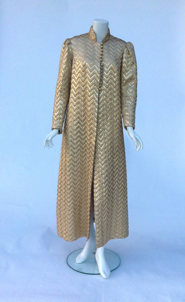 French gold herringbone padded house coat