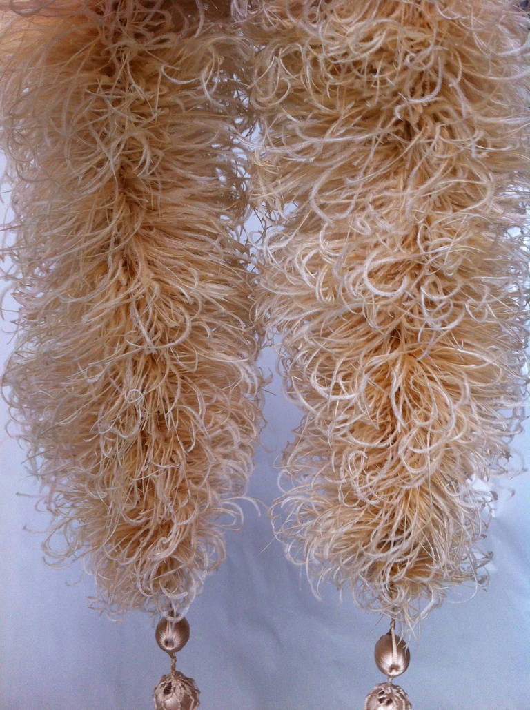 Women's 1900s Magnificent French peach ostrich feather and silk boa For Sale