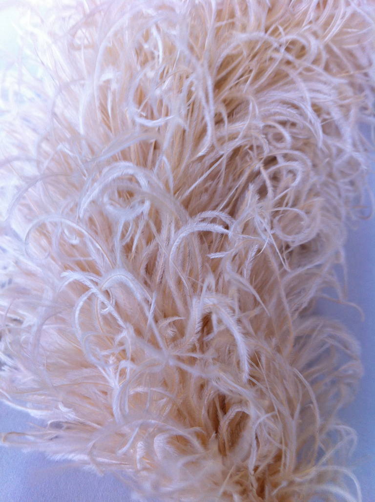 1900s Magnificent French peach ostrich feather and silk boa For Sale 3