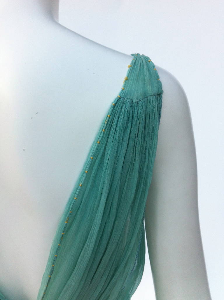1920s french aqua- blue silk muslin sheath For Sale 4