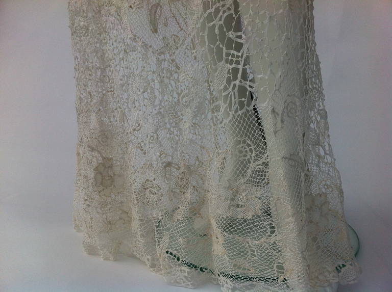 1900s Stunning French hand made irish crochet long dress For Sale 3