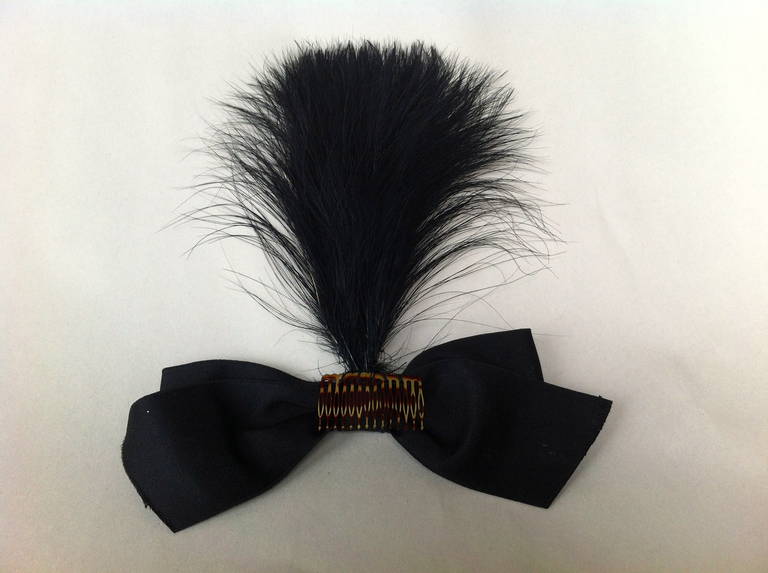 Chanel Haute Couture black egret-feather and silk ribbon headdress For Sale 1