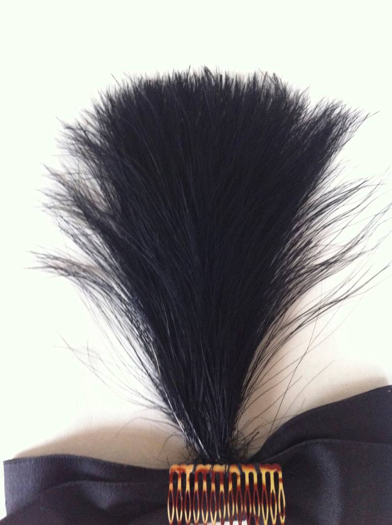 Chanel Haute Couture black egret-feather and silk ribbon headdress For Sale 2