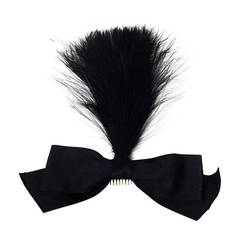 Chanel Haute Couture black egret-feather and silk ribbon headdress
