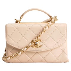 2020 CHANEL Mini Trendy Spirit Top Handle Beige