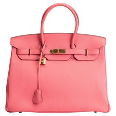 2012 HERMES Birkin 35 Togo Rose Lipstick w/ Gold Hardware