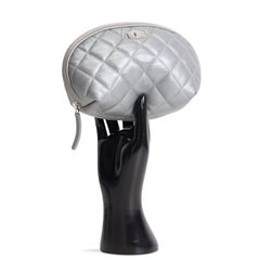 CHANEL Silver Quilted Leather Reissue Cosmetic Pouch