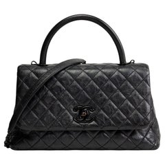 CHANEL Aged Calfskin Quilted Small Coco Handle