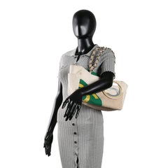 CHANEL Vintage White and Green Quilted No. 5 Tote Bag