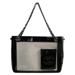 CHANEL Patent Pony Hair Tote - Black/Ivory