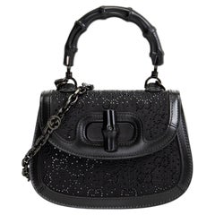 GUCCI Mini 1947 Bamboo Crystal Shoulder Bag - Black