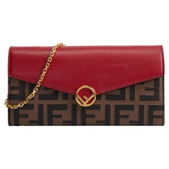 FENDI F is Fendi Zucca Embossed Wallet on Chain - Red
