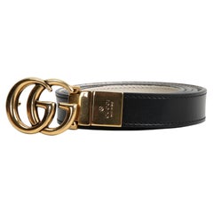 GUCCI GG Marmont Reversible 20mm Belt - Black/White
