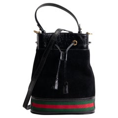 GUCCI Suede Ophidia Bucket Bag - Black