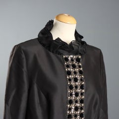 Escada Vintage Elegant Jacket, Size M, in Black Satin from the 1990s