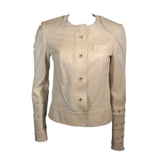 Gucci Nude Leather Moto Style Jacket