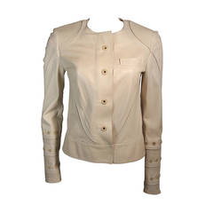 Gucci Nude Leather Moto Style Jacket 4