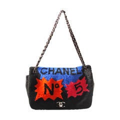 Chanel Shearling Art Pop Large Purse with Quilted Lambskin Fall 2014