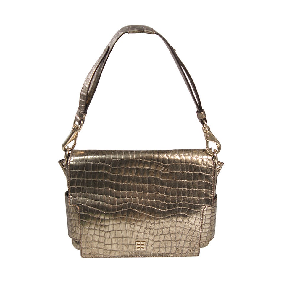 Givenchy Metal Hue Purse with Alligator Print Embossing