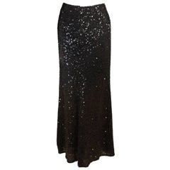 Vintage Bill Blass Long Sequin Skirt Black to Brown Ombre Size 6