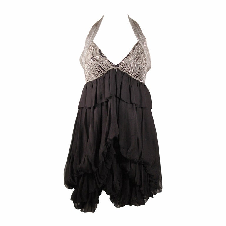 Stella McCartney Bubble Style Metal Chain Halter Dress Size 40 For