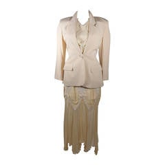 Moschino Cream Silk and Lace Three Piece Ensemble Size 42 1