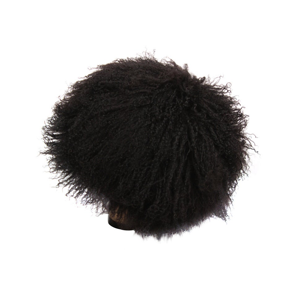 Patricia Underwood Black Mongolian Lamb Hat For Sale