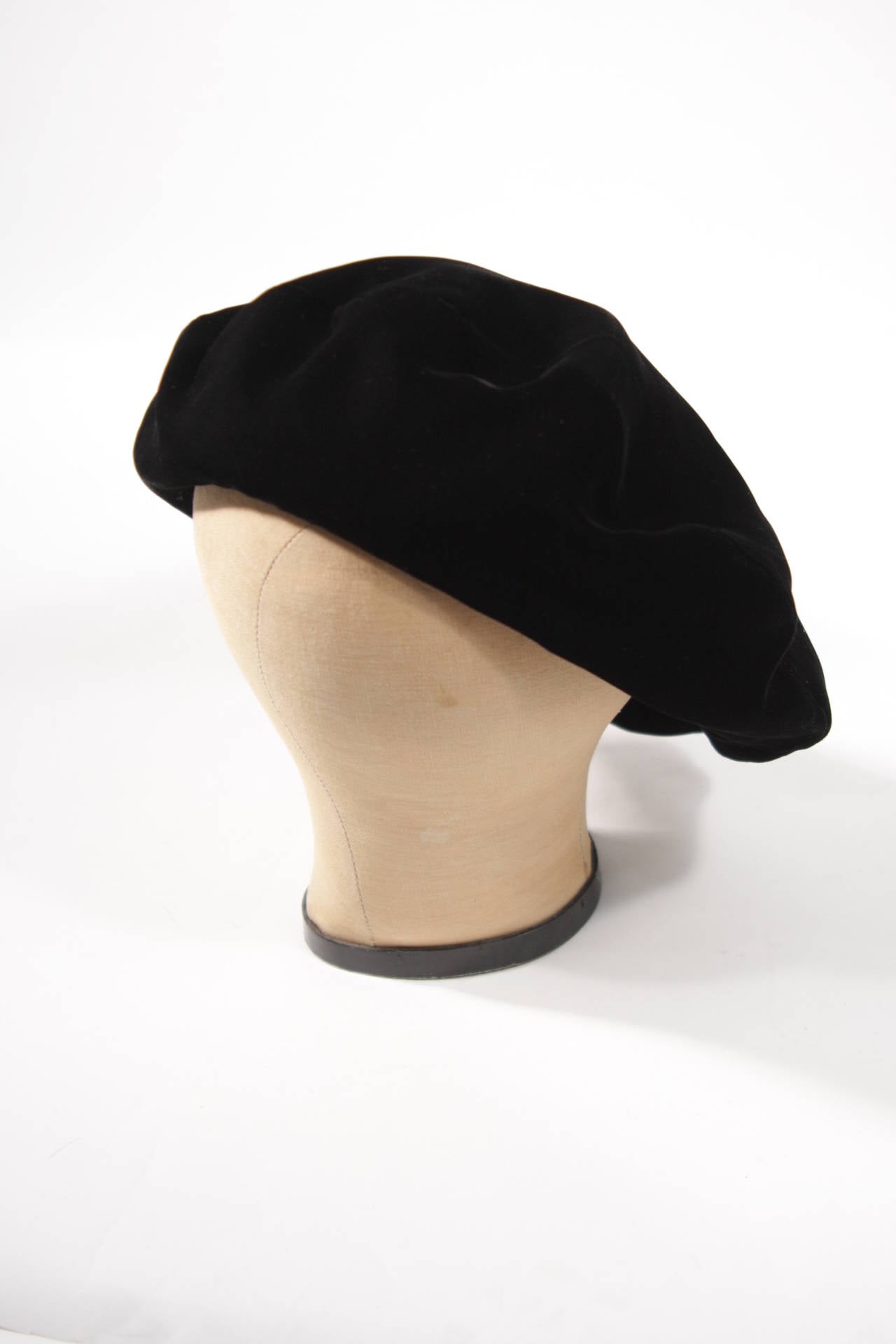 Women's Yves Saint Laurent Black Velvet Cap